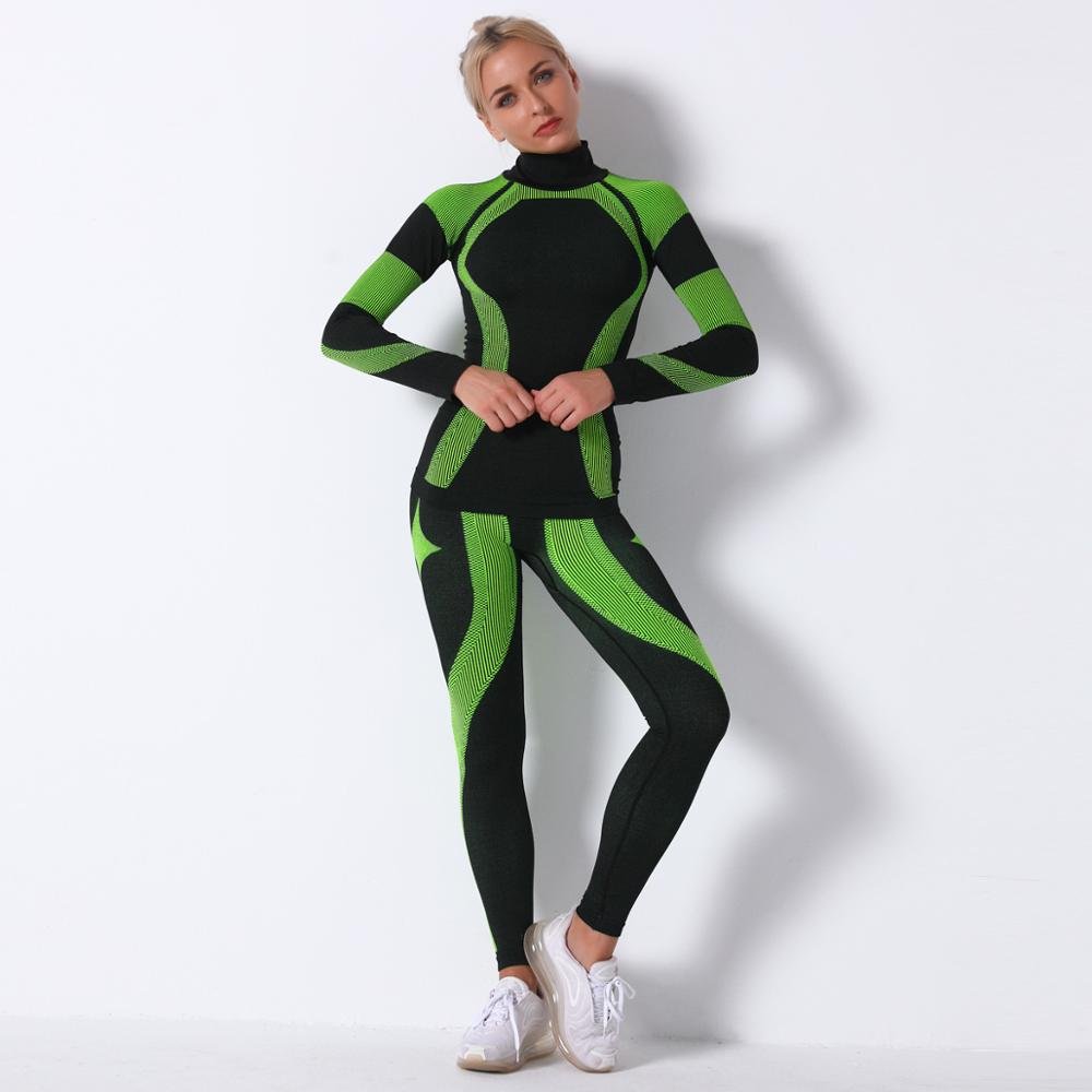Autumn Color Patchwork Yoga Set Women Gym Clothes Fitness Long Sleeve Top Leggings Suit Push Up Workout New Tracksuit-0
