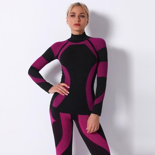 Autumn Color Patchwork Yoga Set Women Gym Clothes Fitness Long Sleeve Top Leggings Suit Push Up Workout New Tracksuit-11