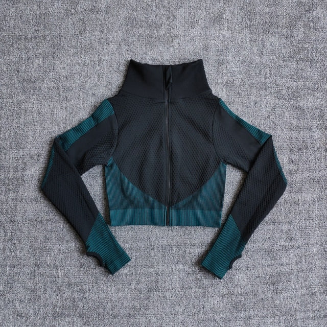 Yoga-Top Vital Seamless Yoga Shirt Women Fitness Zipper Long Sleeve Workout Tops Gym Clothes Sportswear Running T-Shirts-5