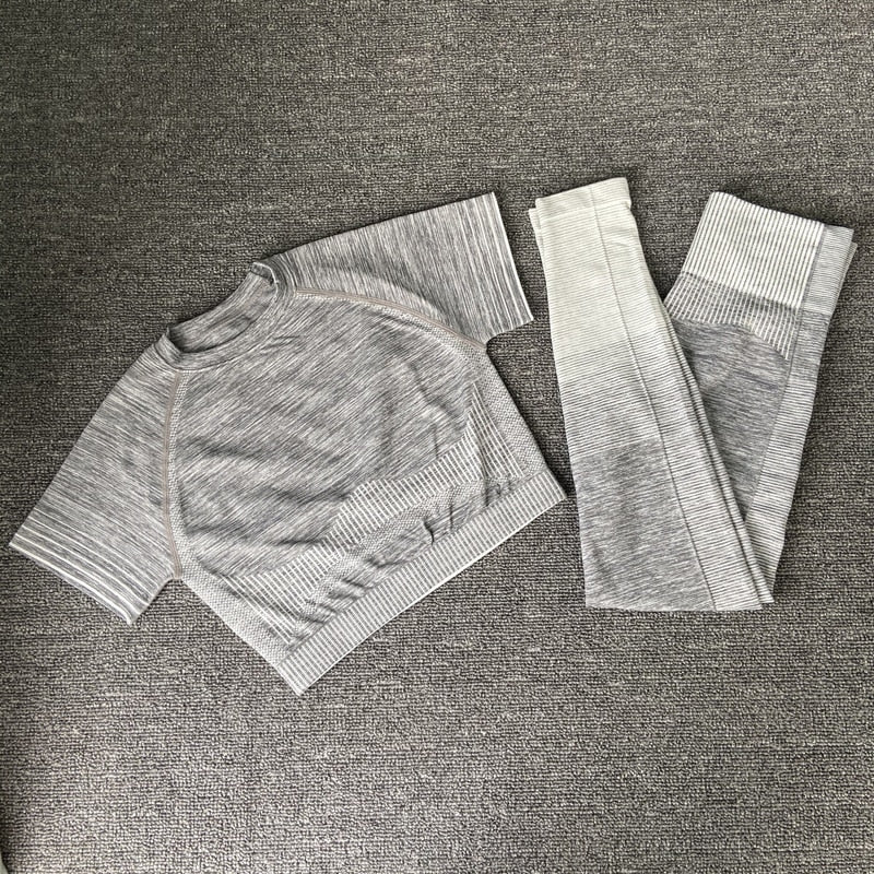 Autumn Yoga set Women Gym Clothes Seamless Fitness Sportswear Tracksuit Short Sleeve Top Leggings Pants Workout Clothing Outfits-11