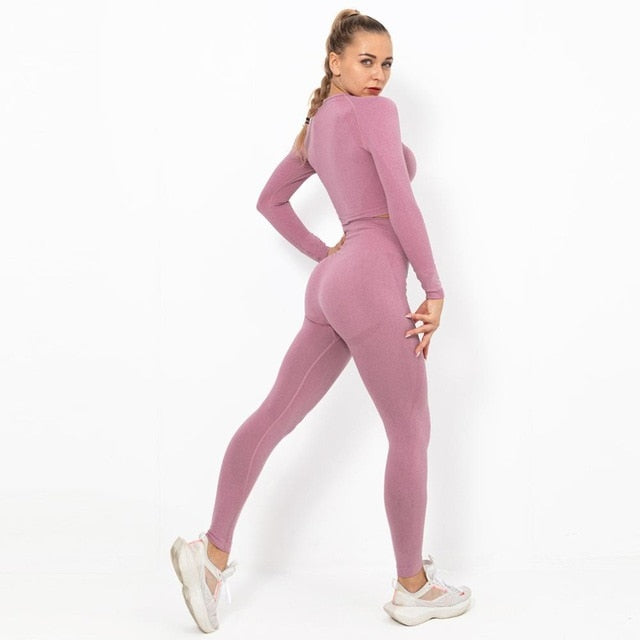 Autumn Yoga set Women Gym Clothes Seamless Fitness Sportswear Tracksuit Long Sleeve Shirts Leggings Workout Clothing Outfits-11