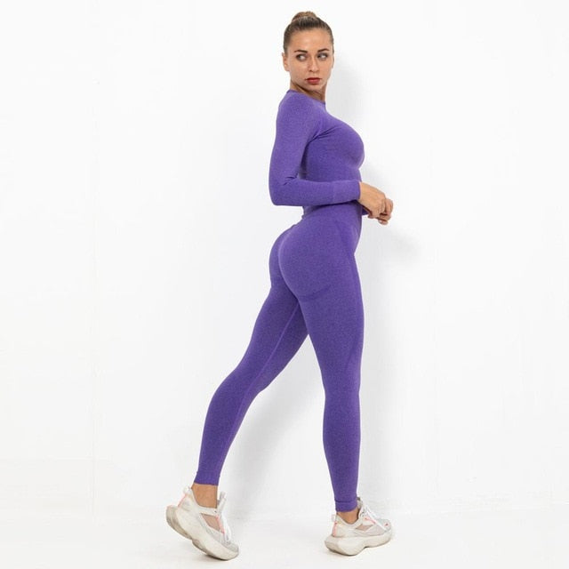 Autumn Yoga set Women Gym Clothes Seamless Fitness Sportswear Tracksuit Long Sleeve Shirts Leggings Workout Clothing Outfits-5