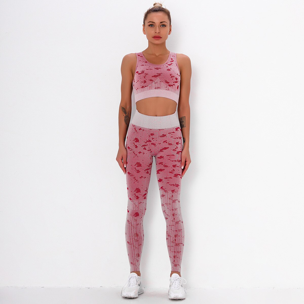 Sportswear Camo Yoga Set Women Seamless Gym Clothes Jogging Workout Fitness Tracksuit Tank Crop Top Hips Lifting Pantalones Suit-1